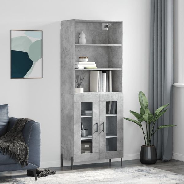 vidaXL Highboard Betongrau 69,5x34x180 cm Holzwerkstoff 3189329