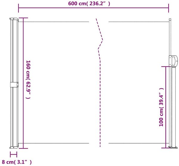 vidaXL Seitenmarkise Ausziehbar Anthrazit 160x600 cm 4004533 Bild 11