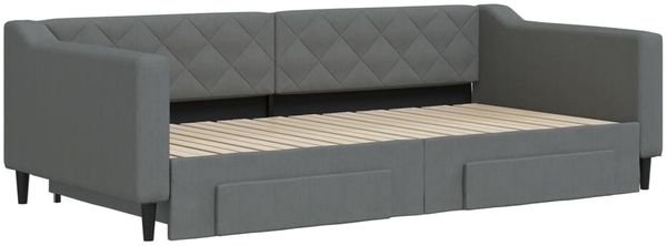 vidaXL Tagesbett Ausziehbar mit Schubladen Dunkelgrau 100x200 cm Stoff 3197468 Bild 3