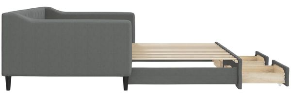 vidaXL Tagesbett Ausziehbar mit Schubladen Dunkelgrau 100x200 cm Stoff 3197468 Bild 7