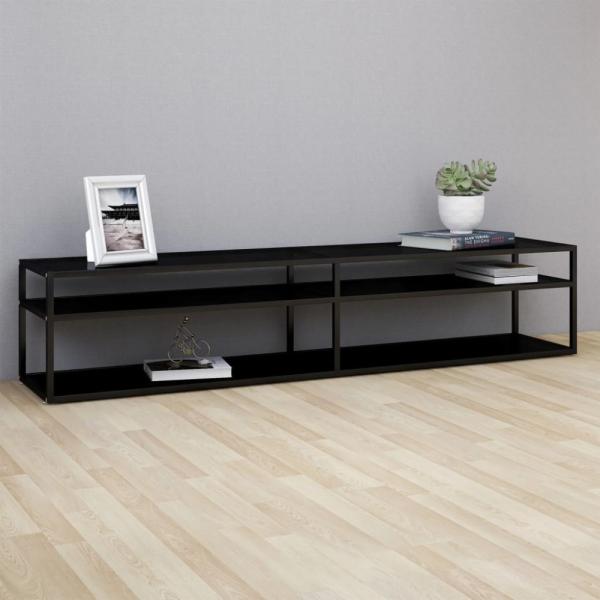 vidaXL TV-Schrank Schwarz 200x40x40,5 cm Hartglas 331727