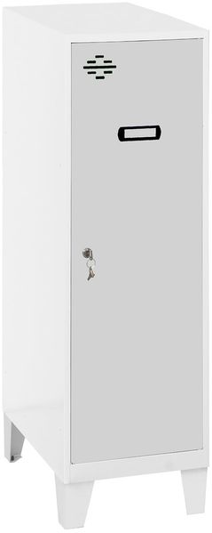 SimonRack Simonlocker Kommode, klein, 1015 x 300 x 500 mm, Amario aus Metall, inkl. Schlüssel, Weiß/Grau