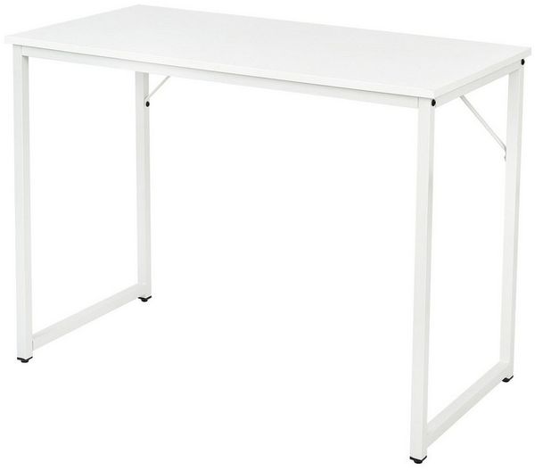 COSTWAY Schreibtisch Computertisch platzsparend 100 x 50 x 75 cm Laptoptisch mit schwerem Metallrahmen für Büro & Arbeitszimmer modern weiß