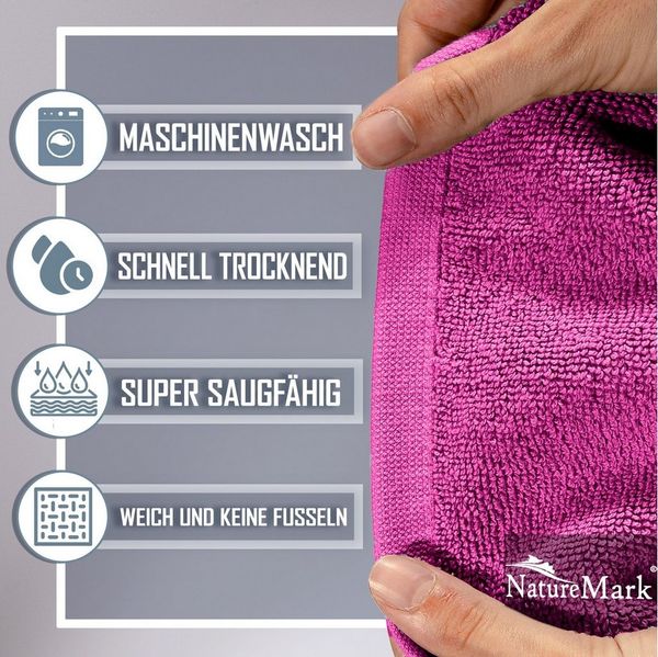 NatureMark 2er Pack Badvorleger Badematte | Premium Qualität | 100% Baumwolle | 50x80 cm | Duschvorleger Duschmatte Doppelpack | Farbe: Pink
