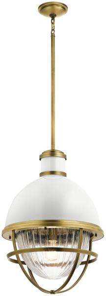 Elstead Tollis Medium Hängeleuchte Messing weiß Glas klar