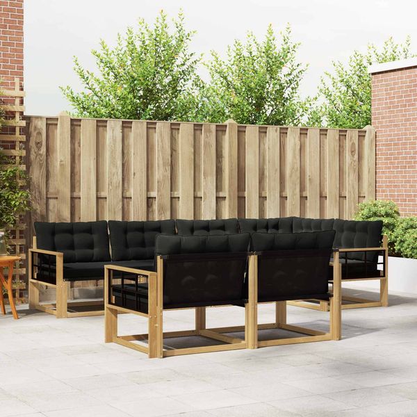 vidaXL Outdoor-Sofagarnitur mit Kissen 7 pcs Weiß und Schwarz 3388786