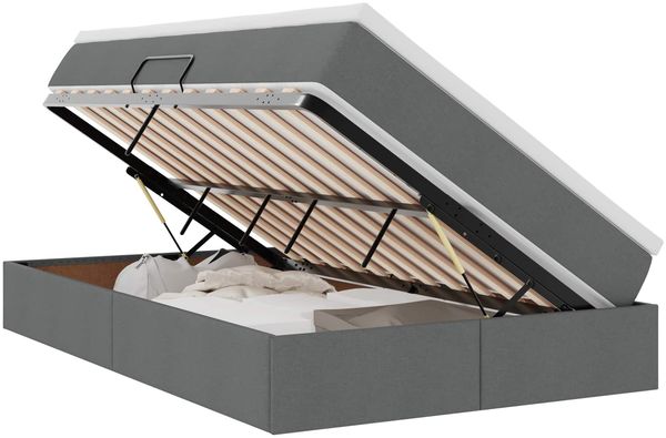 vidaXL Aufbewahrungsbett mit Matratze Dunkelgrau 120 x 190 cm 3370213 Bild 2