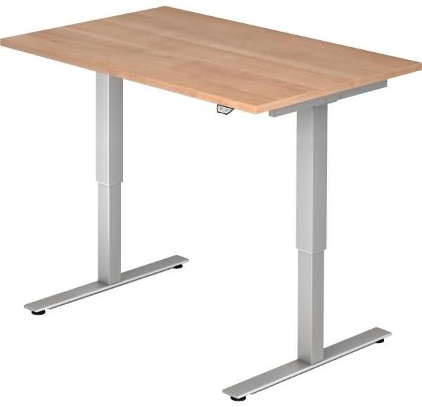 Sitz-Steh-Schreibtisch elektrisch XMST12 120x80cm Nussbaum Gestellfarbe: Silber