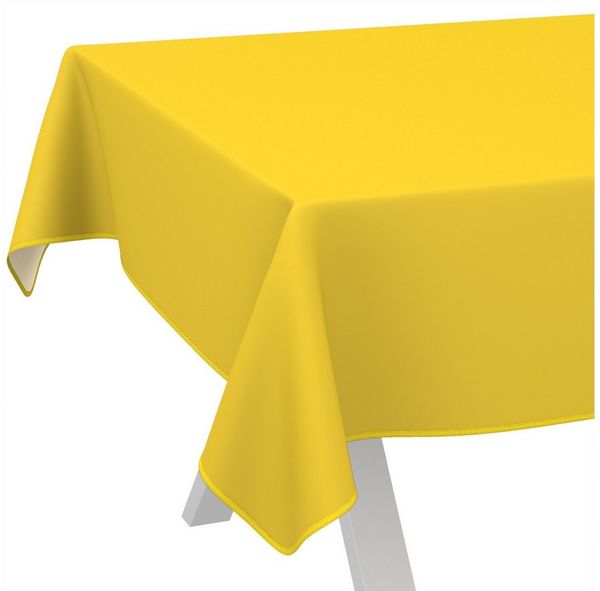 ANRO Tischdecke Wachstuchtischdecke abwaschbar UNI auch als Gartentischdecke (Einzelstück 1-tlg), wasserabweisend pflegeleicht Textil-Optik Gelb 100x140cm