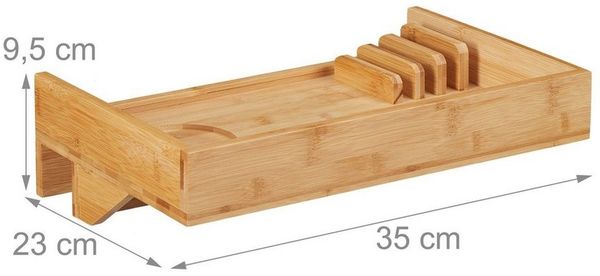 Relaxdays Bettablage, Mini-Nachttisch zum Anklemmen, aus Bambus, Getränkehalter D, platzsparender Organizer, Natur, Durchmesser 9 cm, Hellbraun, Bamboo Bild 4