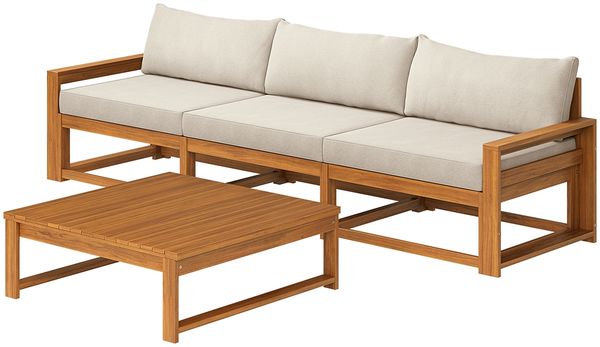 STEELSØN 'Mizaru' Premium Gartenlounge, Gartenmöbel Set mit Tisch, taupe, Akazienholz, wetterfest und UV-beständig, Outdoor Sofa 3 Sitzer Bild 11