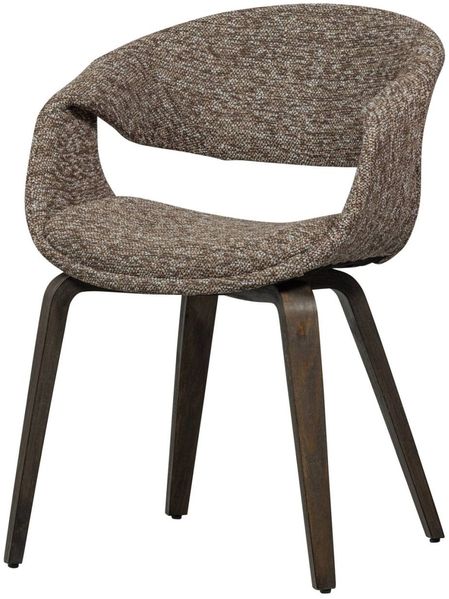 Esszimmerstuhl Yossi aus Webstoff, modern und gepolstert, braun und dunkelbraun, Gestell aus Holz