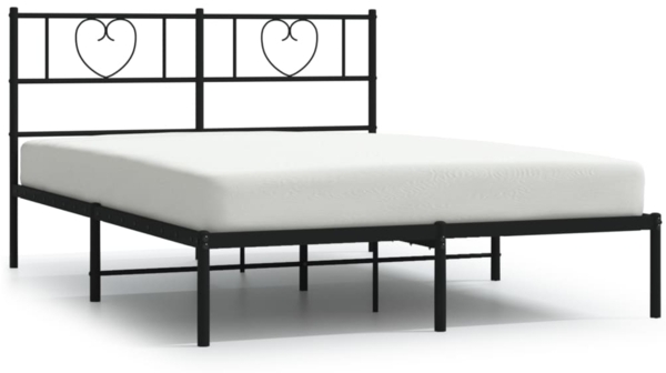 vidaXL Bettgestell mit Kopfteil Metall Schwarz 140x190 cm 355463