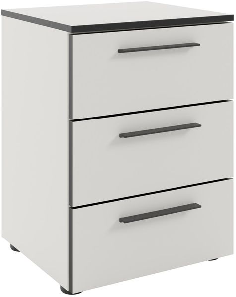 Novel 'SOUL' Nachtkommode Sideboard, Holznachbildung Pastellweiß, 45 x 61.4 x 40 cm, mit Softclose und 3 Schubladen