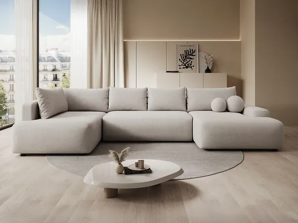 Vente-unique - DAVISO Sofa Stoff Beige - B 204 cm x H 87 cm x L 360 cm