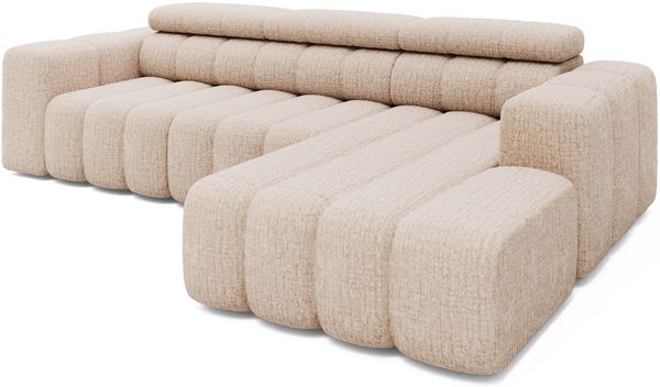 Ecksofa Ottomane rechts Chenille 289x188x78 beige KONSTANTIN
