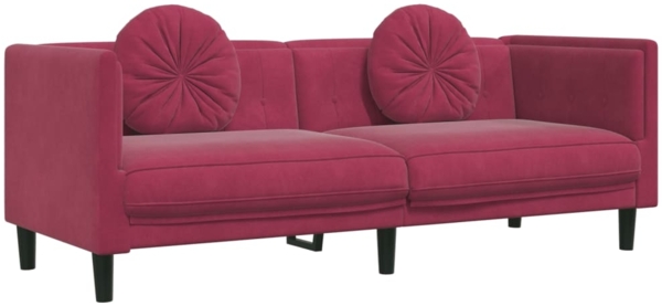 vidaXL Sofa mit Kissen 3-Sitzer Weinrot Samt 372646
