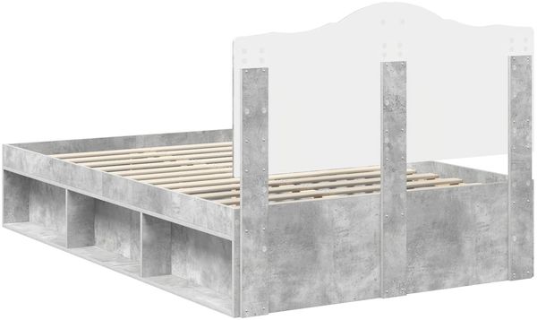 vidaXL Bettrahmen Beton Grau 135 x 190 cm Massives Kiefernholz 3413320 Bild 9