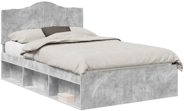 vidaXL Bettrahmen Beton Grau 135 x 190 cm Massives Kiefernholz 3413320