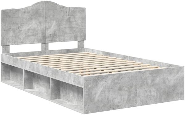 vidaXL Bettrahmen Beton Grau 135 x 190 cm Massives Kiefernholz 3413320 Bild 4