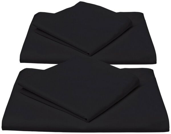Beautissu Reforcé Bettwäsche Julie - 4teilig – Bettbezug Set – Kühlende Sommerbettwäsche aus Baumwolle Schwarz, 200cm, 135cm