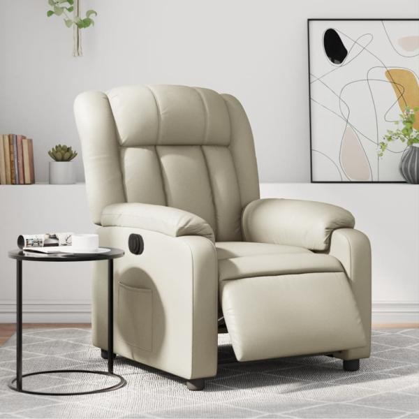 vidaXL Relaxsessel Elektrisch Creme Kunstleder 3205251