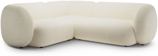 Micadoni Ecksofa Kate 4-Sitzer Links Strukturierter Stoff Hellbeige Melange