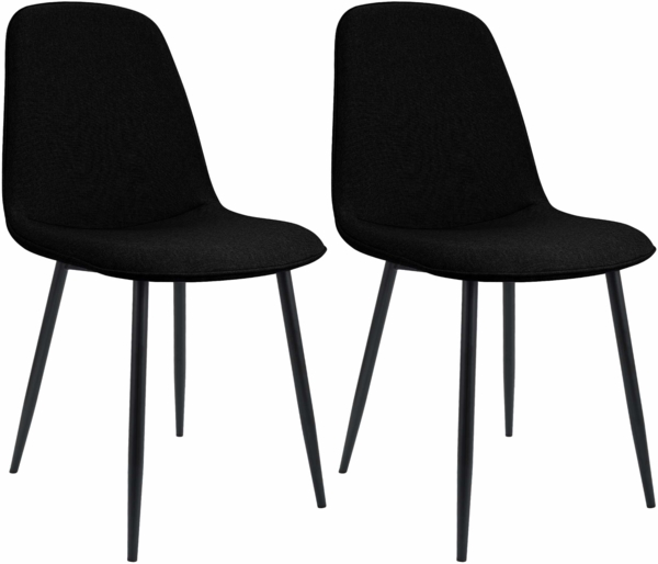 CLP 2er Set Esszimmerstuhl Maryam gepolstert mit Rückenlehne,schwarz Stoff
