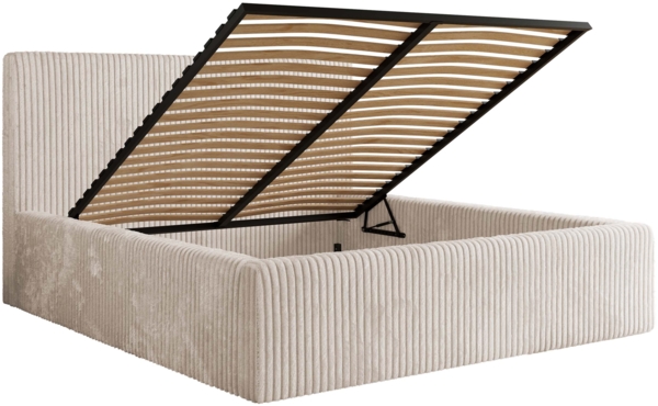 Polsterbett mit Stauraum Lattenrost TILIANO CLASSIC Bett gepolstert Doppelbett mit Kopfteil - 140x200 cm - Beige Cord Bild 6