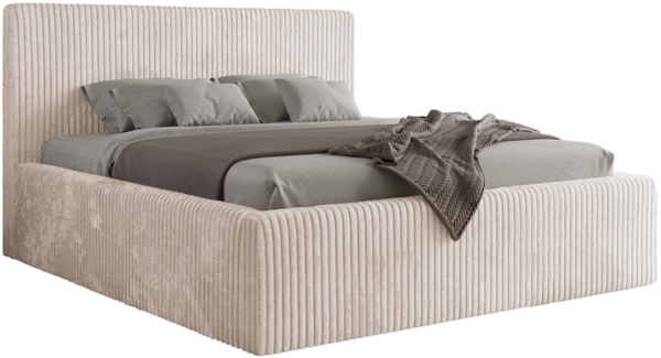 Polsterbett mit Stauraum Lattenrost TILIANO CLASSIC Bett gepolstert Doppelbett mit Kopfteil - 140x200 cm - Beige Cord Bild 5