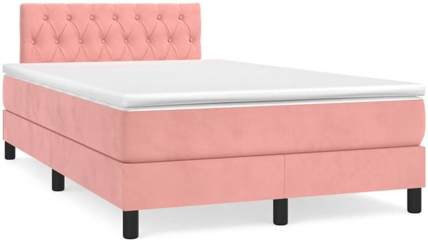 vidaXL Boxspringbett mit Matratze Rosa 120x190 cm Samt 3269860
