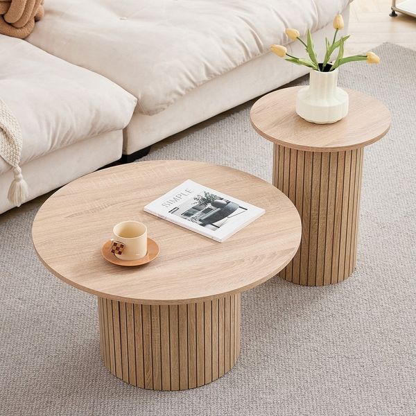 GrandCA HOME Couchtisch 2er Set Couchtisch, Runder Beistelltisch im Modernen Stil (2-St), aus MDF
