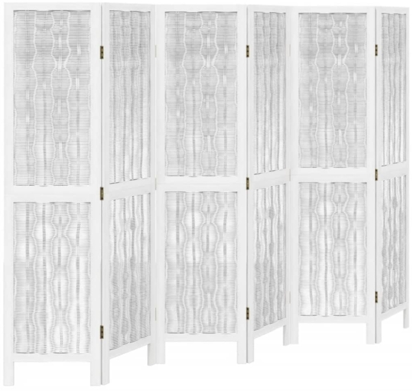 vidaXL 6-tlg. Raumteiler Weiß Massivholz Paulownia 358681