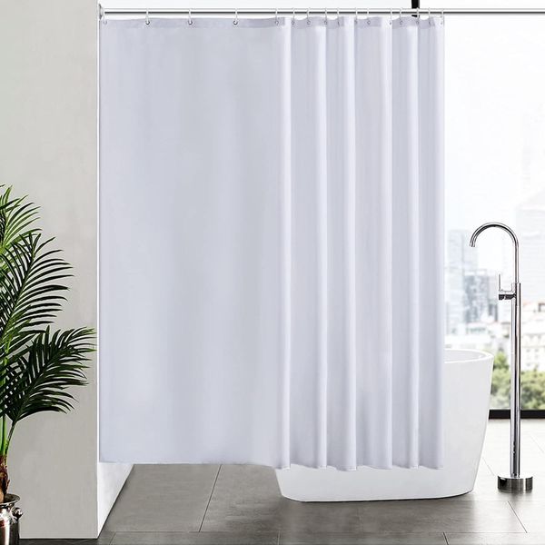 Duschvorhang Überlänge Anti-Schimmel Textil Weiß 240x180cm Antibakteriell