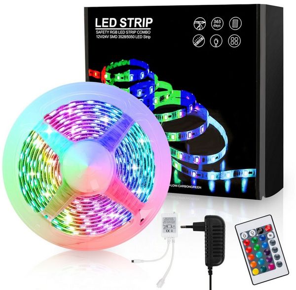 Clanmacy LED Stripe 1-10m LED Streifen Lichtband 5050SMD Leiste RGB Fernsteuerung LED Band, 30-flammig, Licht-Streifen Fernbedienung RGB Lichterkette 5050 SMD Lichtleiste