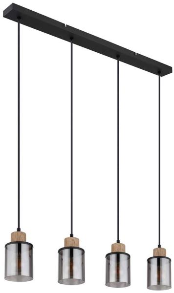 Pendelleuchte, Metall, Schwarz-matt, Rauchglas, L 78 cm