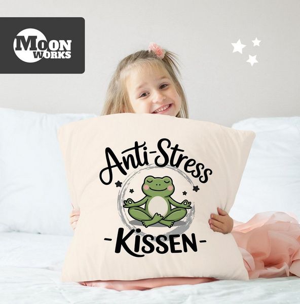 MoonWorks Dekokissen Kissenbezug Yoga Frosch, Anti-Stress-Kissen, Geschenkidee Kollegen