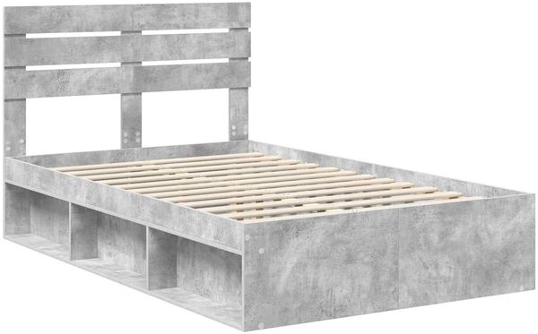 vidaXL Bettrahmen mit Kopfteil Beton 120 x 200 cm Massives Kiefernholz 3411434 Bild 4