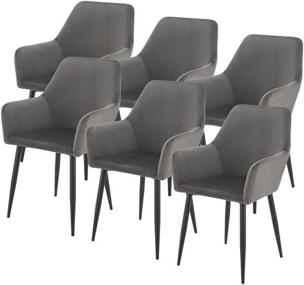 Esszimmerstuhl Hollola 6er Set Dunkelgrau [en. casa]