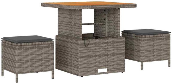 vidaXL Gartensofa-set mit Kissen mit Speicher 13 pcs Grau Poly Rattan 3364923 Bild 4