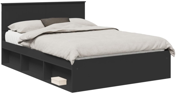 vidaXL Bettrahmen Schwarz 135 x 190 cm Massives Kiefernholz 3410610