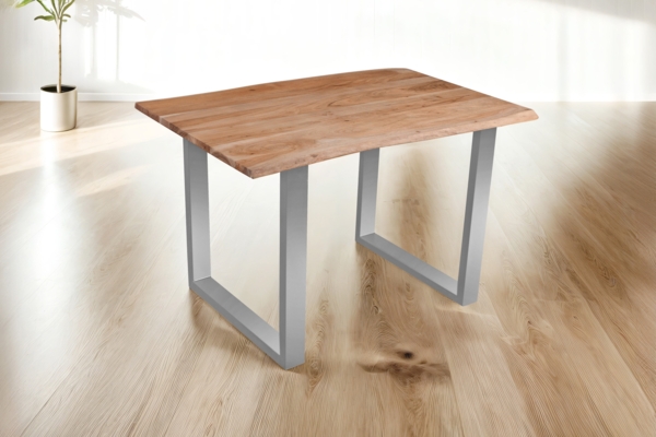 Esstisch Baumkante massiv Akazie eichefarben 140 x 80 cm silber DEREK 137024210 Bild 2