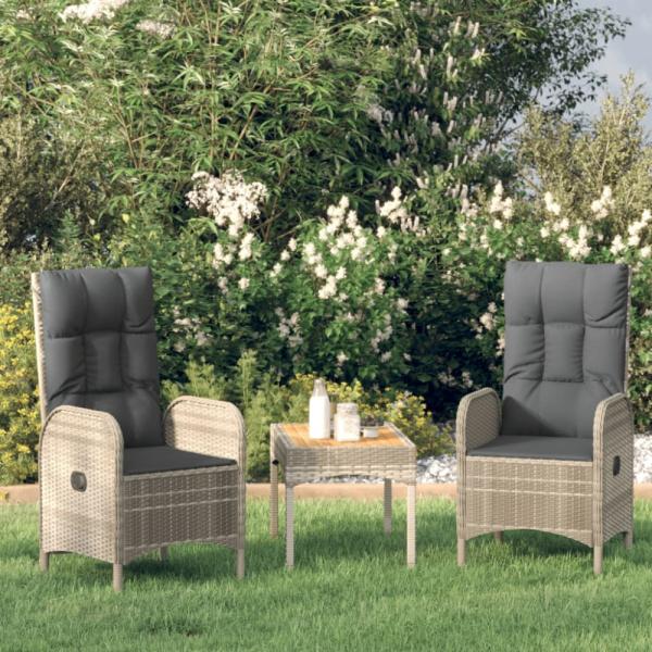 vidaXL Gartenstühle 2 Stk. Poly Rattan Grau 46219