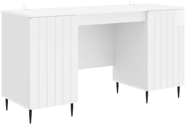 vidaXL Schreibtisch Hochglanz Weiß 142,5 x 50 x 75 cm Holzwerkstoff 3414589