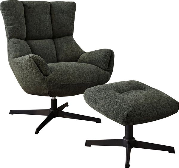 Jockenhöfer Gruppe Relaxsessel Melania, B: 73 cm, Sitzhöhe: 45 cm, Set: mit Hocker, 360° Drehfunktion, kuscheliger Webstoff