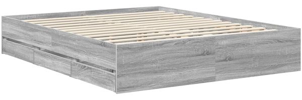 vidaXL Bettrahmen Graues Sonoma 160 x 200 cm Ingenieurs Holz 3412579 Bild 6