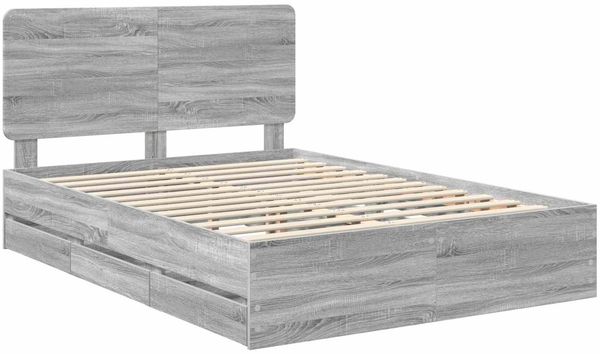vidaXL Bettrahmen Graues Sonoma 160 x 200 cm Ingenieurs Holz 3412579 Bild 4