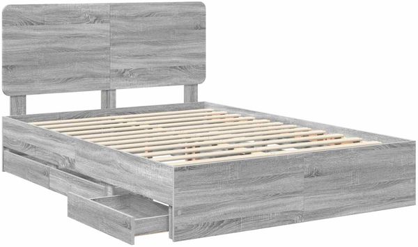 vidaXL Bettrahmen Graues Sonoma 160 x 200 cm Ingenieurs Holz 3412579 Bild 5
