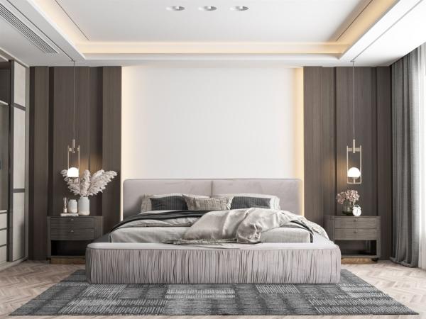 Polsterbett Doppelbett LEXIE 140x200cm in Stoff Riviera Beige