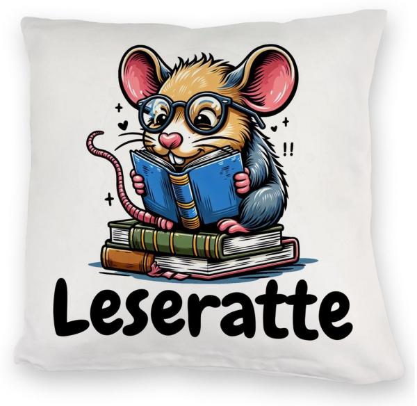 speecheese Dekokissen Leseratte Kuschelkissen mit Spruch Leseratte